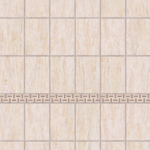 Simplisima Travertino Beige con cenefa Roma 6mm. 1,20 x 2,40 mts.
