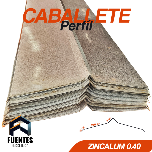 Perfil Hojalata Caballete Zincalum 40 cm