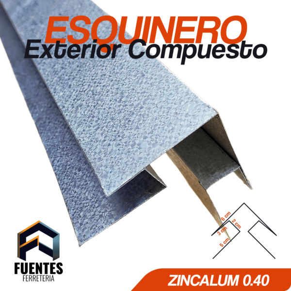 Perfil Hojalata Esquinero Exterior Compuesto