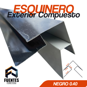 Perfil Hojalata Esquinero Exterior Compuesto Negro