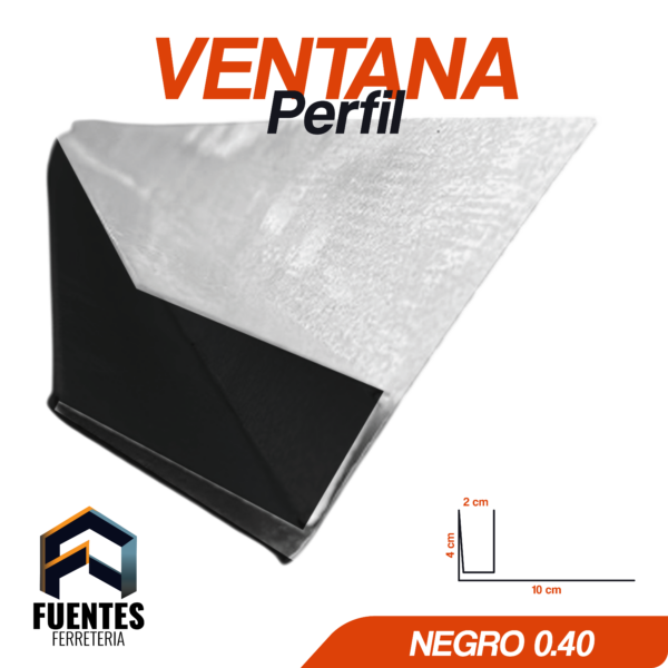 Perfil Hojalata Ventana Negro Simple 3 m