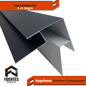 Perfil Hojalata Esquinero Exterior Compuesto Negro