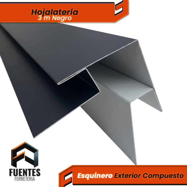 Perfil Hojalata Esquinero Exterior Compuesto Negro