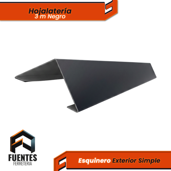 Perfil Hojalata Esquinero Exterior Simple Negro