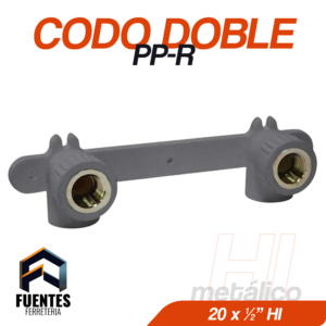 Codo doble PP-R HI MetÍ¡lico 20 x 1/2"