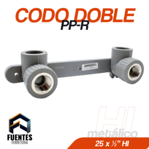 Codo doble PP-R HI MetÍ¡lico 25 x 1/2"