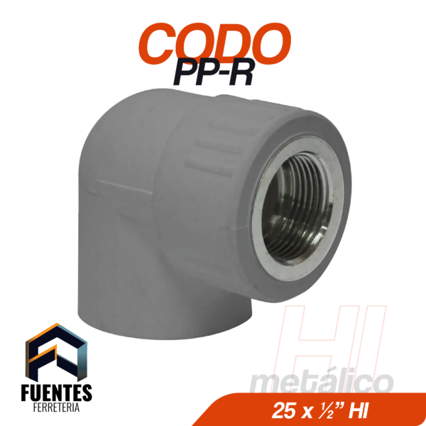 Codo PP-R HI Metálico 25 x 1/2"