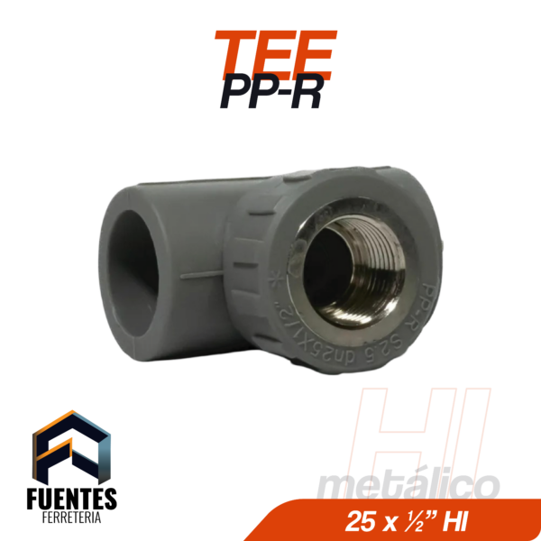 TEE PP-R HI Metálico 25 x 1/2"