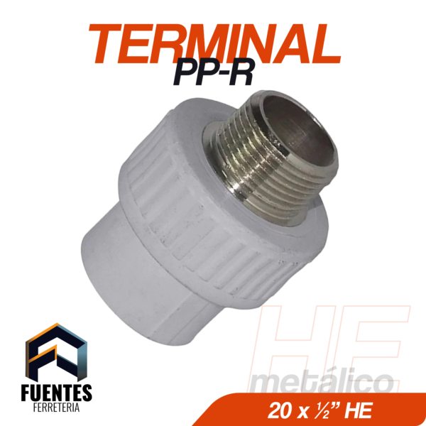 Terminal PP-R HE Metálico 20 x 1/2"