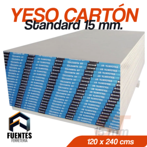 Yeso Cartón ST 15 mm. 1220 x 2440 mm.