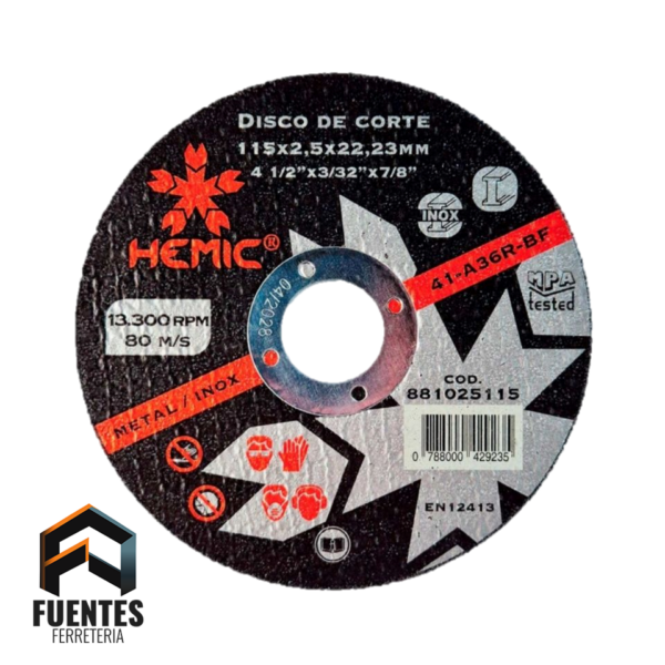 DISCO DE DESBASTE 115X6X22,23mm HEMIC
