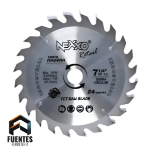 Disco de sierra Madera 7 1/4" 24 Dientes - NEXXO