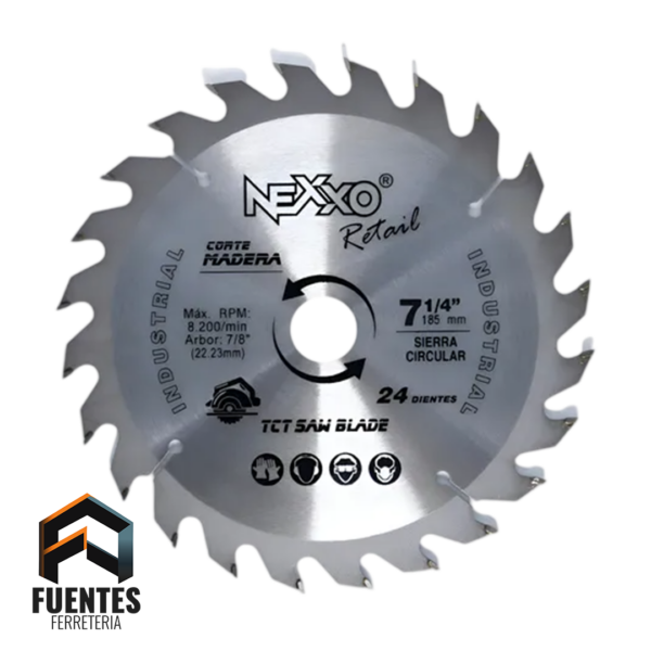 Disco de sierra Madera 7 1/4" 24 Dientes - NEXXO