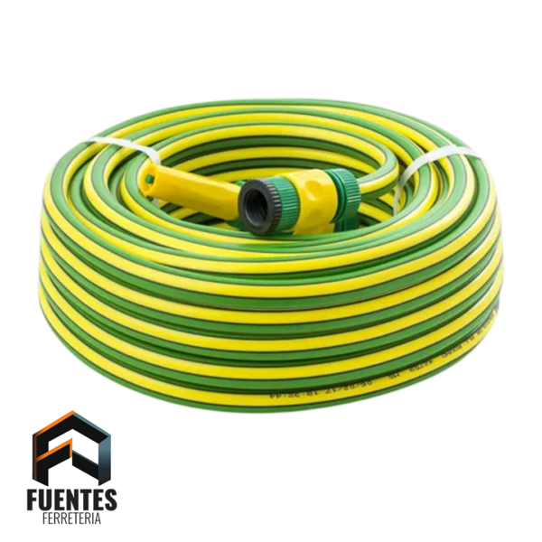 Set Manguera Bicolor Verde Amarillo C/ACC - 1" x 10 mts - HOFFENS