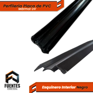 Perfilería Placa de PVC - Esquinero Interior Negro / 2500 mm.
