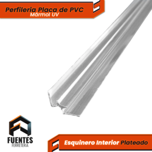 Perfilería Placa de PVC - Esquinero Interior Plateado / 2500 mm.
