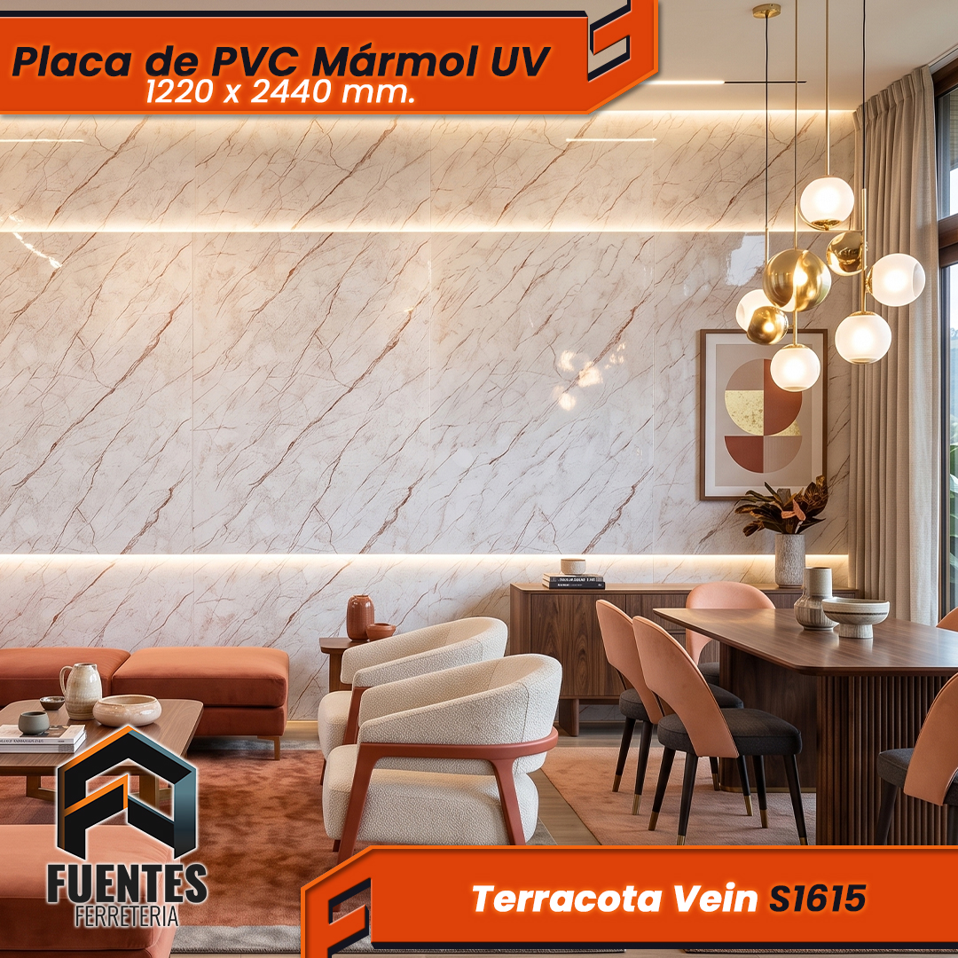 Placa de PVC Terracota Vein S1615 / 1220 x 2440 mm. - Imagen 3