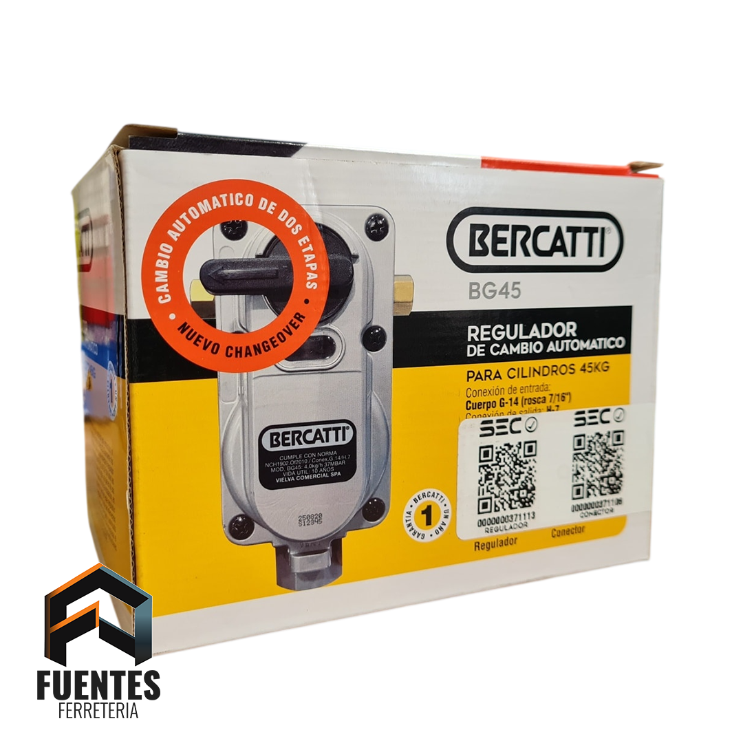 REGULADOR PARA GAS 45 KG BERCATTI