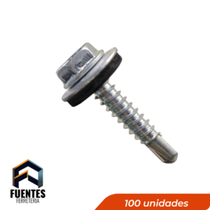 Tornillo Autoperforante Cabeza Hexagonal Metal 1-1/4 " 12 mm 100 unidad