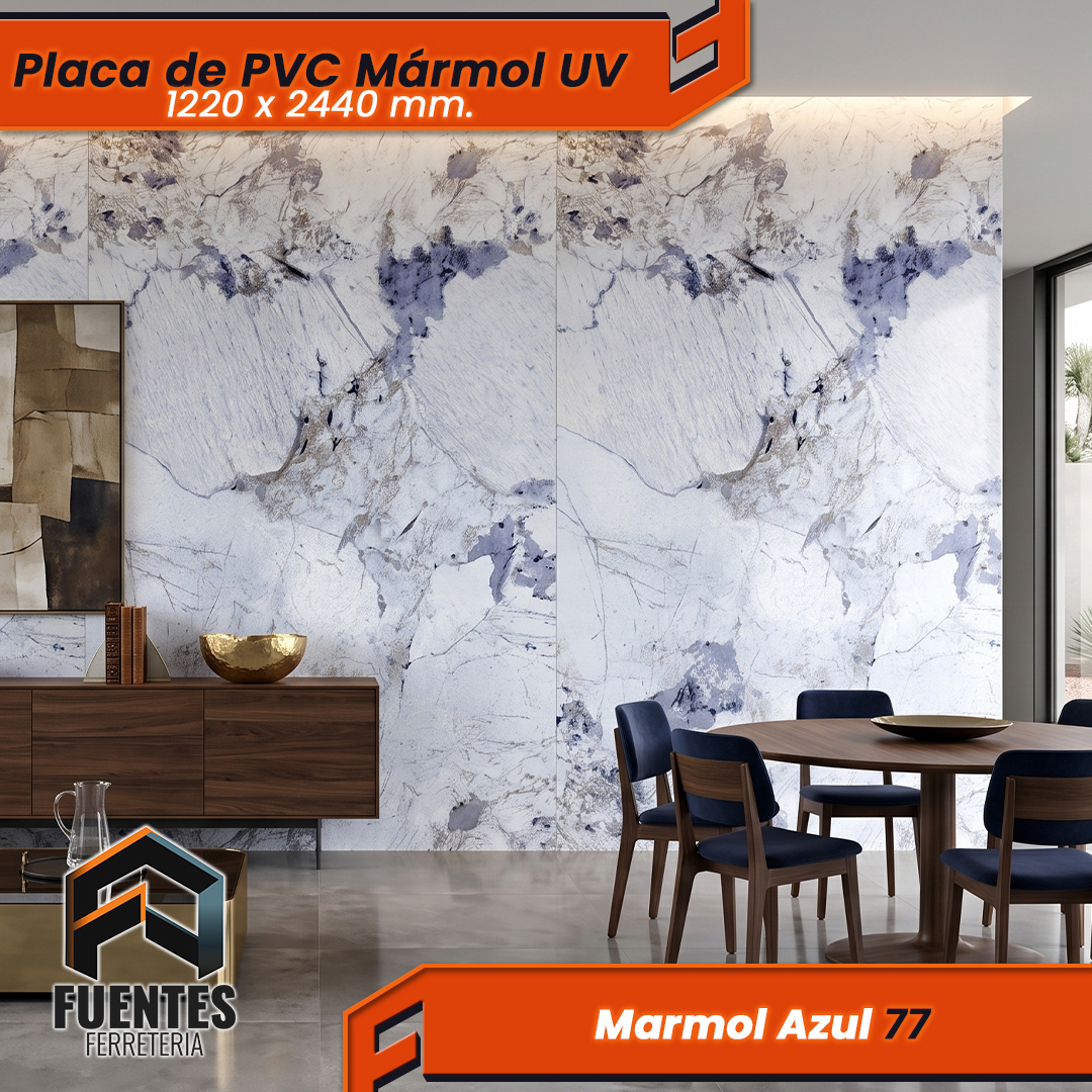 Placa de PVC Mármol Azul 3053B / 1220 x 2440 mm. - Imagen 4