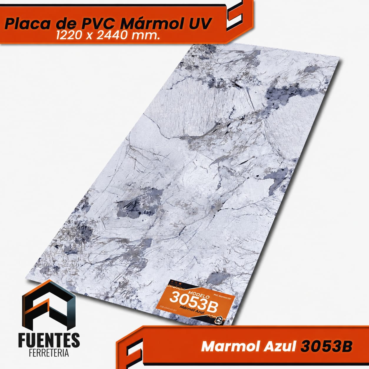 Placa de PVC Mármol Azul 3053B / 1220 x 2440 mm. - Imagen 3