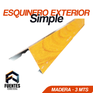 Perfil Hojalata Esquinero Exterior Simple Madera 3 m