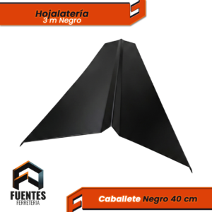 Perfil Hojalata Caballete Negro 40 cm