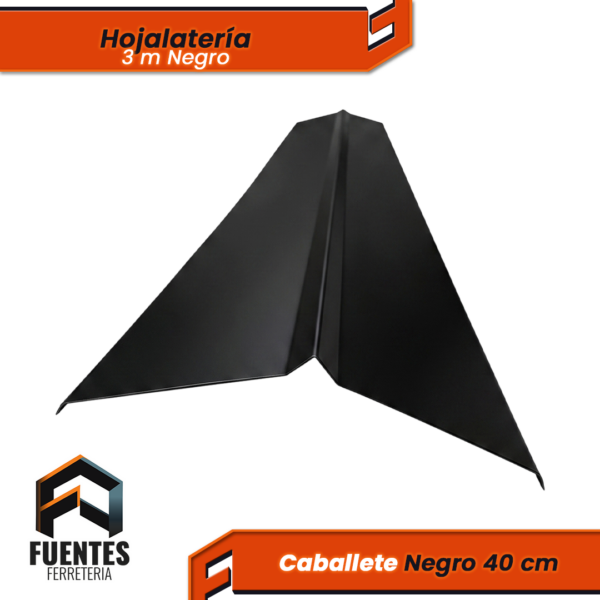 Perfil Hojalata Caballete Negro 40 cm