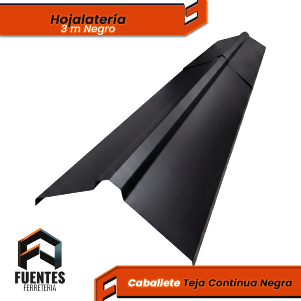 Perfil Hojalata Caballete Teja Continua Negro 40 cm