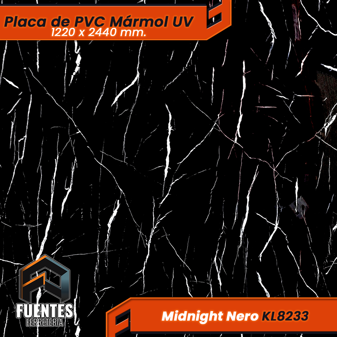 Placa de PVC Midnight Nero KL8233 / 1220 x 2440 mm.