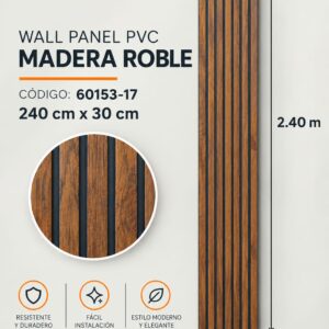 WALL PANEL 30X2.40X8.5MM MADERA ROBLE 60153-17 (8 UN)